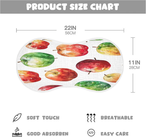 YETTASBIN Fresh Apple Muslin Baby Burp Cloth, Super Soft Absorbent Cotton Burp Rag Baby Bibs Feeding Cloth for Newborn