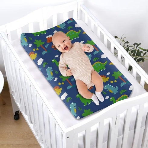 Lightweight Cozy Dinosaur Tree Changing Pad Cover for Boys Girls - Soft Stretchy Changing Table Dust Cover