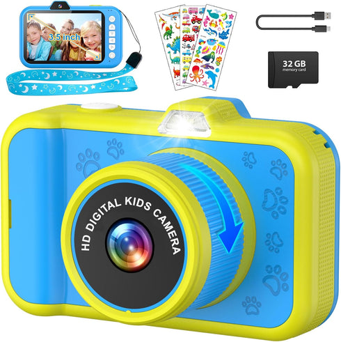 Kids Camera, One Button Operation, Digital Snaps, 3.5 Inch Screen, Age 3+ (Blue)