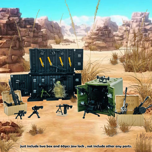Ferberbears 6+ Building Bricks Military Big Box Toys Shipping Container for Mini Figures,Construction Building Block