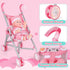 Set deAO Baby Doll Stroller Crib Bed Nursery Role Play Baby Doll Accessories and Play Mat,Travel Cot,Bouncer,Foldable