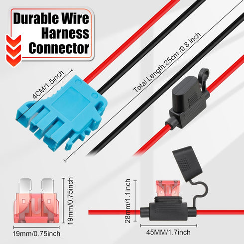 Saillong 2 Pack 12 AWG Wire Harness Connector Replacement for Peg-Perego 12 Volt SLA Battery Ride On Toys