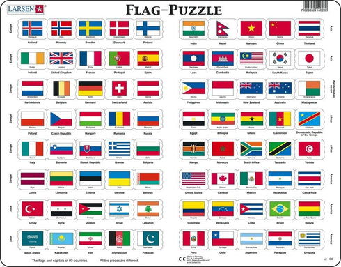 Larsen Puzzles Flags of The World 80 Piece Educational Jigsaw Puzzle