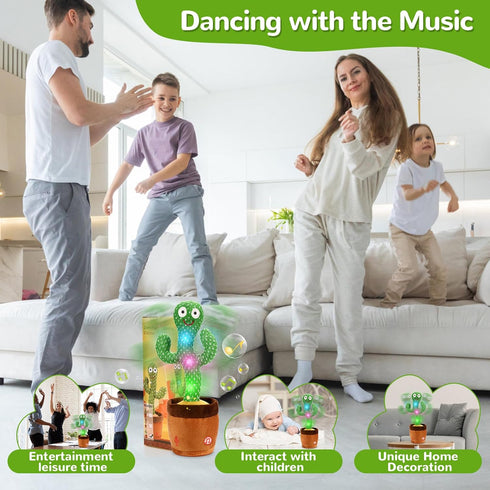 Dancing Cactus Toy - Talking Plush Toy that Sings and Mimics What You Say, Interactive Toy for Kids