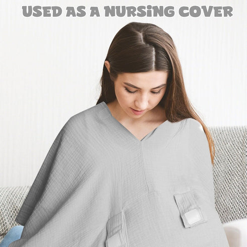 Muslin Car Seat Cover for Babies, Baby Carseat Cover for Boys Girls, Breathable Infant Car Seat Canopy, Multiuse Baby