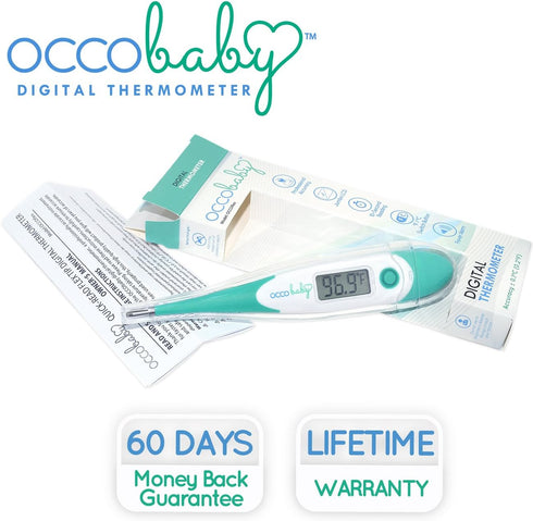 OCCObaby Clinical Digital Baby Thermometer, LCD, Flexible Tip, Quick Accurate Fever Alarm for Infants & Toddlers