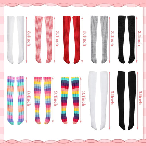 Sotiff 10 Pairs Doll Lace Stockings, Handmade Long Sock Casual Accessories for DIY Baby Doll Clothes