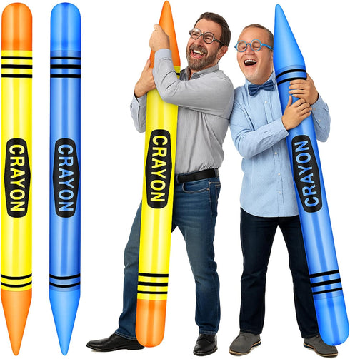 Lunmon 2 Pieces 43.31 Inch Jumbo Inflatable Crayons Balloons Neon Large Blow up
