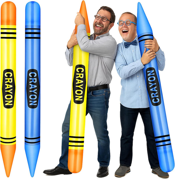 Lunmon 2 Pieces 43.31 Inch Jumbo Inflatable Crayons Balloons Neon Large Blow up