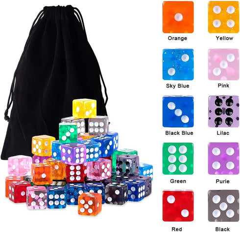 AUSTOR 100 Pieces Dice Set, 12mm Game Dice, Translucent Colors for Tenzi, Farkle, Yahtzee