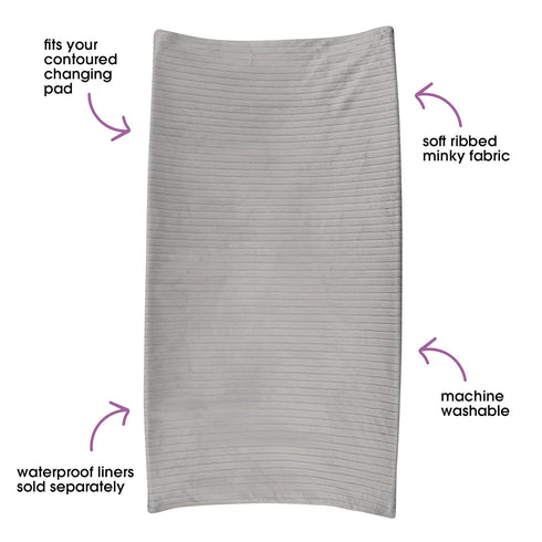 Gray Ribbed Minky Boppy Changing Pad Cover for Ultimate Comfort