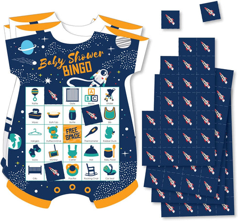 Big Dot of Happiness Blast Off to Outer Space Picture Bingo Cards and Markers - Set of 18