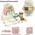 Bevkois Backpack Small Diaper Bag Quilted Mini Baby Crossbody Diaper Bag Tote for Mom and Baby Girls Boys (Pink)