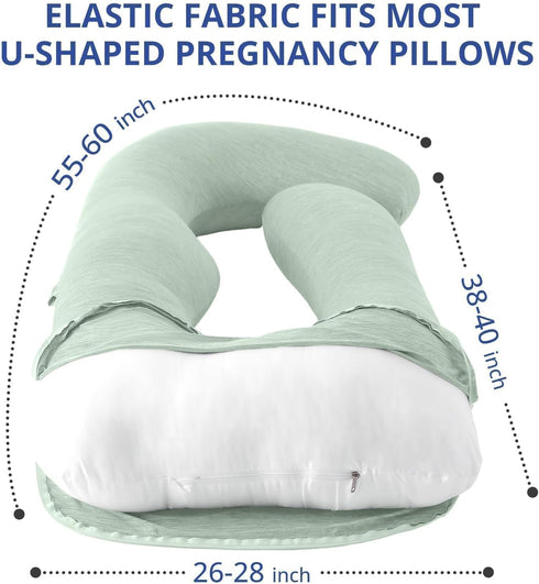 57-inch 55 57 Inch Sasttie Cooling Pregnancy Pillow Cover, U Shaped Pregnancy Pillow Case, Fits to Maternity Pillow