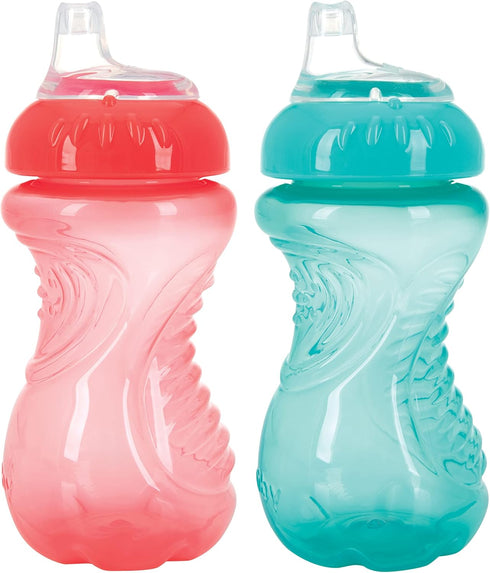 Nuby Easy Grip Cup, 10 Ounce, No-Spill, 2-Pack, Colors May Vary