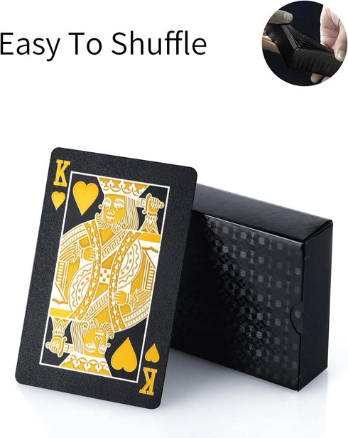LAGEBONA Set, Waterproof Deck of CardsGift Playing CardsPoker Men Pool Poker Cards (Black Diamond)