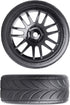 12mm Hex Preglued Wheels Tires Set, 1/10 On Road RC Car Compatible with Tamiya TT02 TT01 Traxxas 4tec 2.0 3.0 Touring