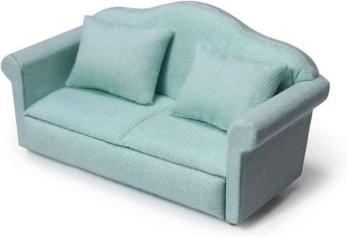 Dollhouse Couch Miniature Sofa with Pillows - 1:12 Scale Model Living Room Furniture for Decoration