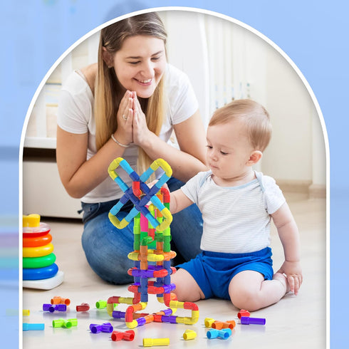 200Pieces 3+ Ggiibro STEM Building Toy for Toddlers Tube Pipe Toy,Educational Preschool Game for Years,Learning