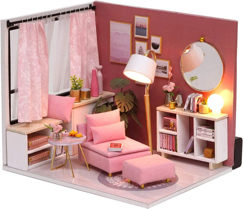 Flever Miniature DIY Dollhouse Kit with Furniture and Cover, Romantic Valentine's Gift (Love You Forever)