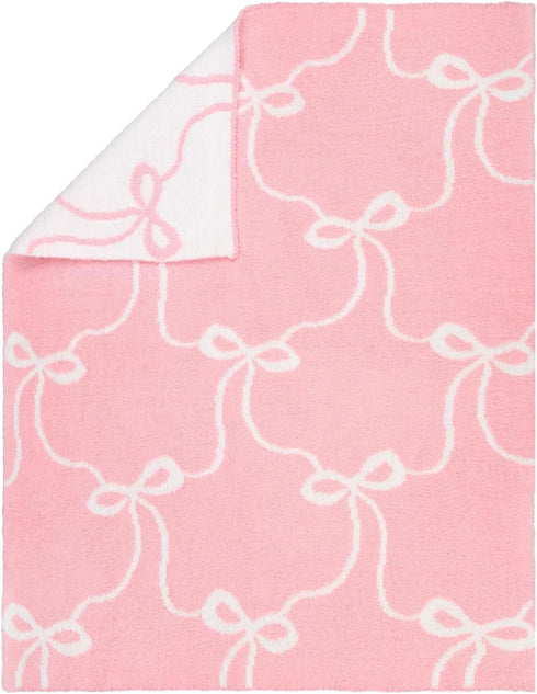 30 40 Inch SmoothNovelty Pink Bow Baby Blanket Coquette Receiving Blankets for Girls Cute Lightweight Throw for Nursery