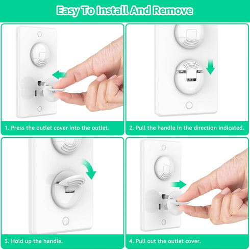 Baby Proofing Outlet Covers with Hidden Handle, 32 Pack Child Proof 3-Prong Electrical Outlet Safety Plug Covers