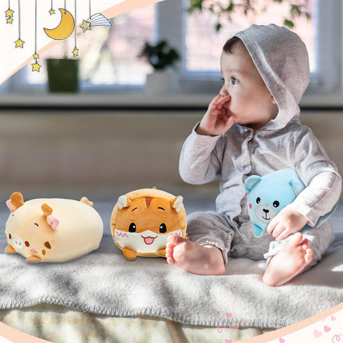 9 Pieces Plush Toys Set - 8 Inch Elephant, Deer, Hamster, Panda, Pig, Dinosaur Plush Stuffed Animals for Kids