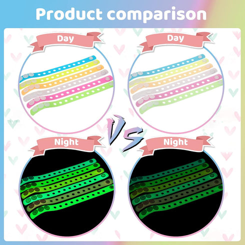 Sotiff 30 Pieces Glow in the Dark Silicone Wristbands for Kids, Adjustable Silicone Charm Bracelets in 6 Colors