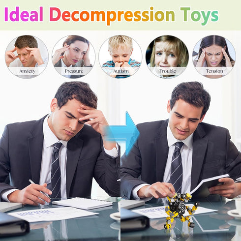Transformable Fidget Spinners 2 Pcs, Stress Relief Sensory Toys for Kids and Adults, Fingertip Gyros for Boys and Girls.