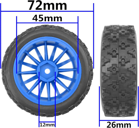 4Pack Vgoohobby 1/10 On Road Rubber Tires OD2.83in with Nylon Wheel Rims 12mm Hex for HSP HPI Redcat Tamiya Traxxas