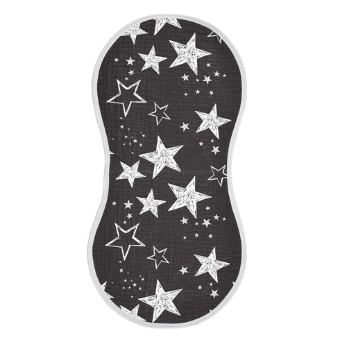 Muslin Baby Burp Cloths, Star Black and White Muslin Bibs, Comfy Soft Absorbent for Newborn Boys and Girls (1 Piece, 22