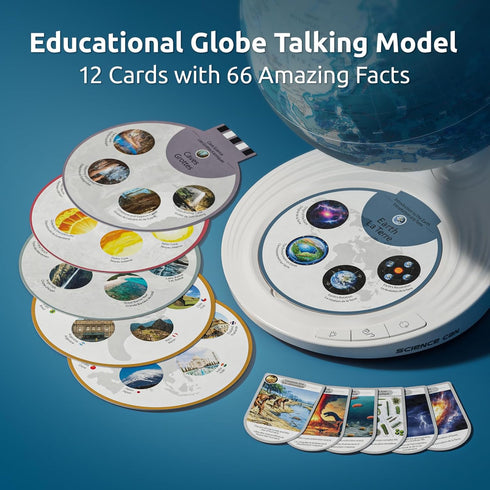 8 Inch 8-13, 6+ Science Can Openable Globe for Kids, Interactive World Globe, Talking Model with Knowledge & Quiz Mode