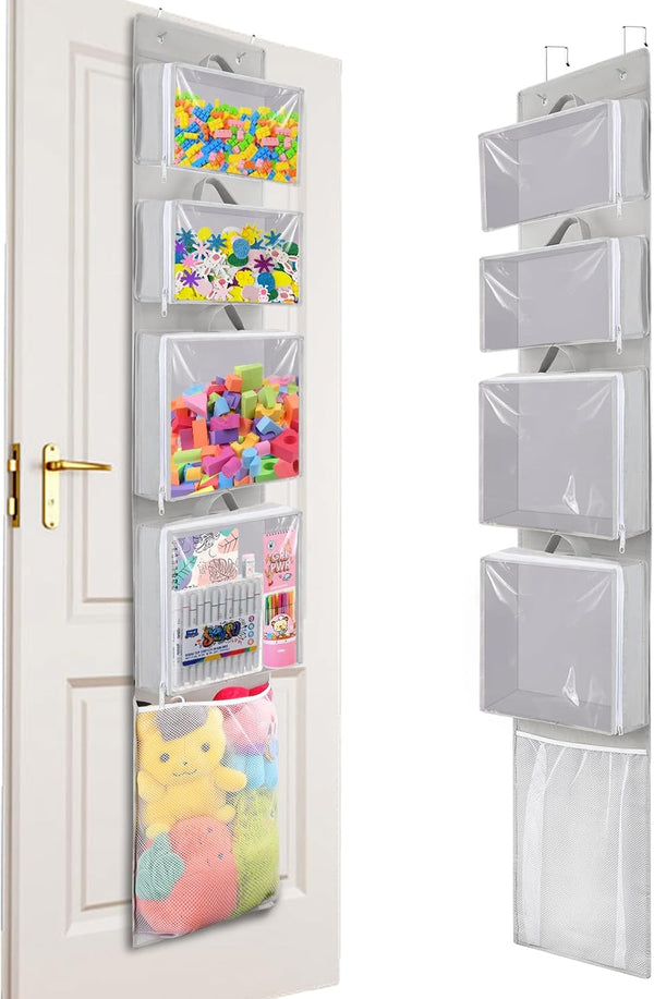 Woodoulogy Hanging Toy Storage over Door, Block Stuffed Animal Organizer Idea with
