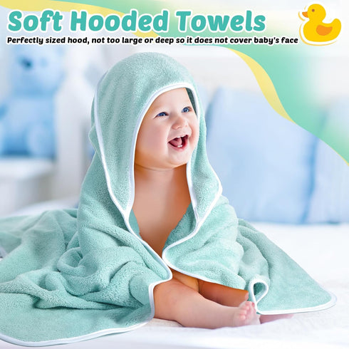 Chumia 6 Pack Baby Bath Towel, Coral Fleece Soft Absorbent Newborn Hooded Towel 30 x 30 Inch for Babies