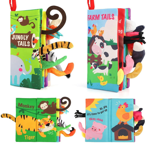 beiens Baby Books for 0-6 Months, 2PCS Sensory Cloth Crinkle Soft Books, Tummy Time Toys for Infants