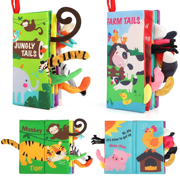 beiens Baby Books for 0-6 Months, 2PCS Sensory Cloth Crinkle Soft Books, Tummy Time Toys for Infants