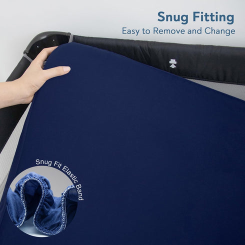 Waterproof Pack and Play Sheets, Fitted 2 Pack Compatible with Graco, 38" X 26" for Baby Playpen/Playard Mattress, Grey