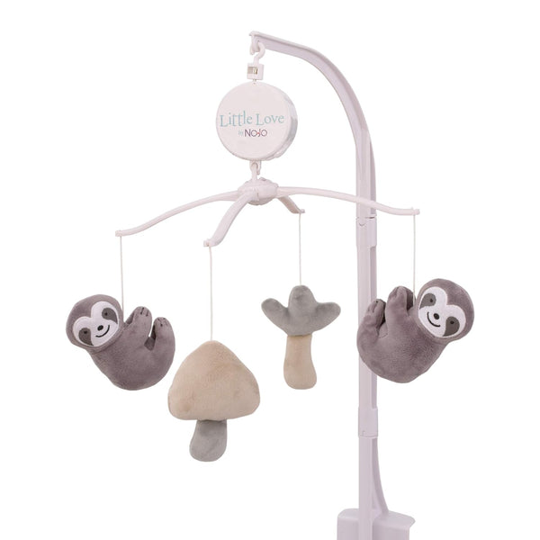 NoJo Sloth Let's Hang Out Grey & White Musical Mobile with Sloths,