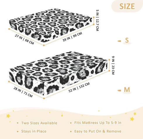 CZXW 52" 28" Gray Leopard Pattern Crib Sheets Fitted x Natural Cotton Soft & Breathable for Baby Crib Mattress