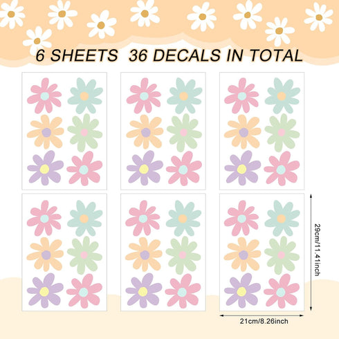BBTO Daisy Wall Decal Flower Vinyl Wall Decals Daisy Stickers Floral Decals Peel and Stick for Nursery Art Bedroom