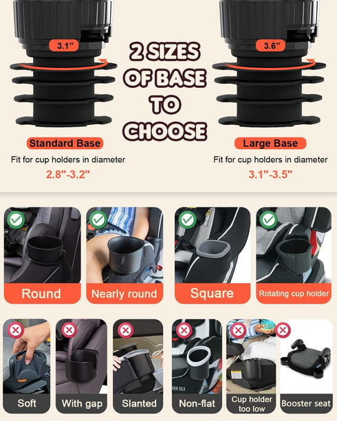 SEVEN SPARTA Car Seat Tray for Kids, Rotatable Snack Tray for Travel with Cup Holder for Family Road Trip Essentials