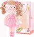 Gloveleya Baby Doll Gifts - Plush Curly Hair Ballet Dolls, Soft Girl Toys, Pink, 33CM
