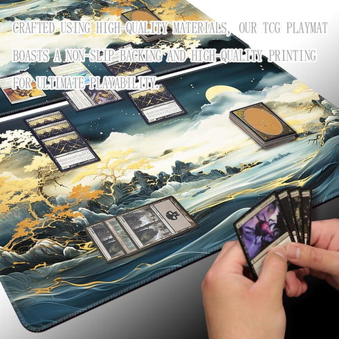 MTG Playmat 24x14in - Free Storage Bags, Non-Slip Backing, Ideal for Card Game Enthusiasts, Shadow Dragon