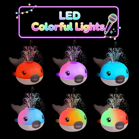 6-12 12-18 1-3 2-4 Bath Toys, Light Up Dolphin Baby Bath Toys for Babies Months, Rechargeable Sprinkler Musical Toys