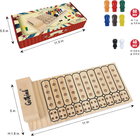 Code Breaker Game - Mastermind Strategy Peg Game, Wooden Brain Puzzle Set for 2 Players, Multi Color, Kids Gift