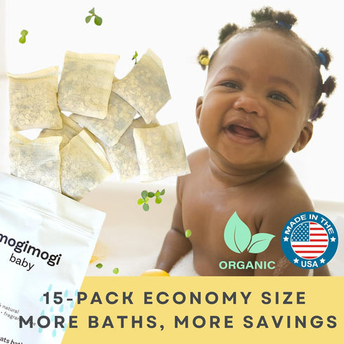 15 Packs 100% Organic Oatmeal Bath Soak for Baby, Kids & Sensitive Skin Economy Washes & Soothes Eczema, Diaper Rash
