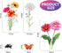 Zonon 64 Pcs Flowers Butterflies Wall Decals - Chrysanthemums Dragonflies Botanical Peel and Stick Art for Nursery Decor