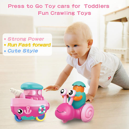 vusum 1 6-12-18 Months,1 1-3,1 2 3 4 Toddler Toys for Year Old Girl,Press to Go Car Baby Toys Year Old Girl Gifts Push