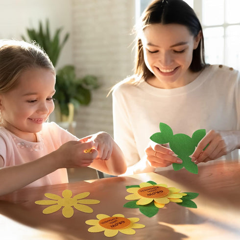Honoson 24 Set Felt Sunflower Craft Kit Christian Bible Craft Supplies for Sunday School Preschoolers Easy to Assemble