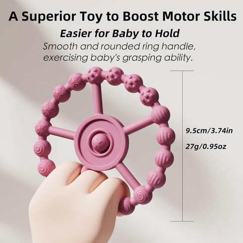 5 Pack 4 0-6 6-12 Stylish Silicone Baby Teething Toys: Teething Rings and Extra Silicone Clip, Teething Rings
